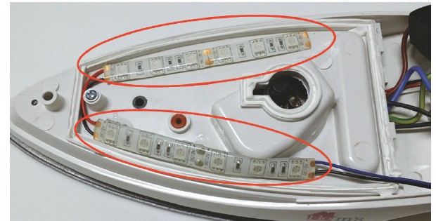 그림 14. 다리미 내부에 LED Bar를 부착한 모습